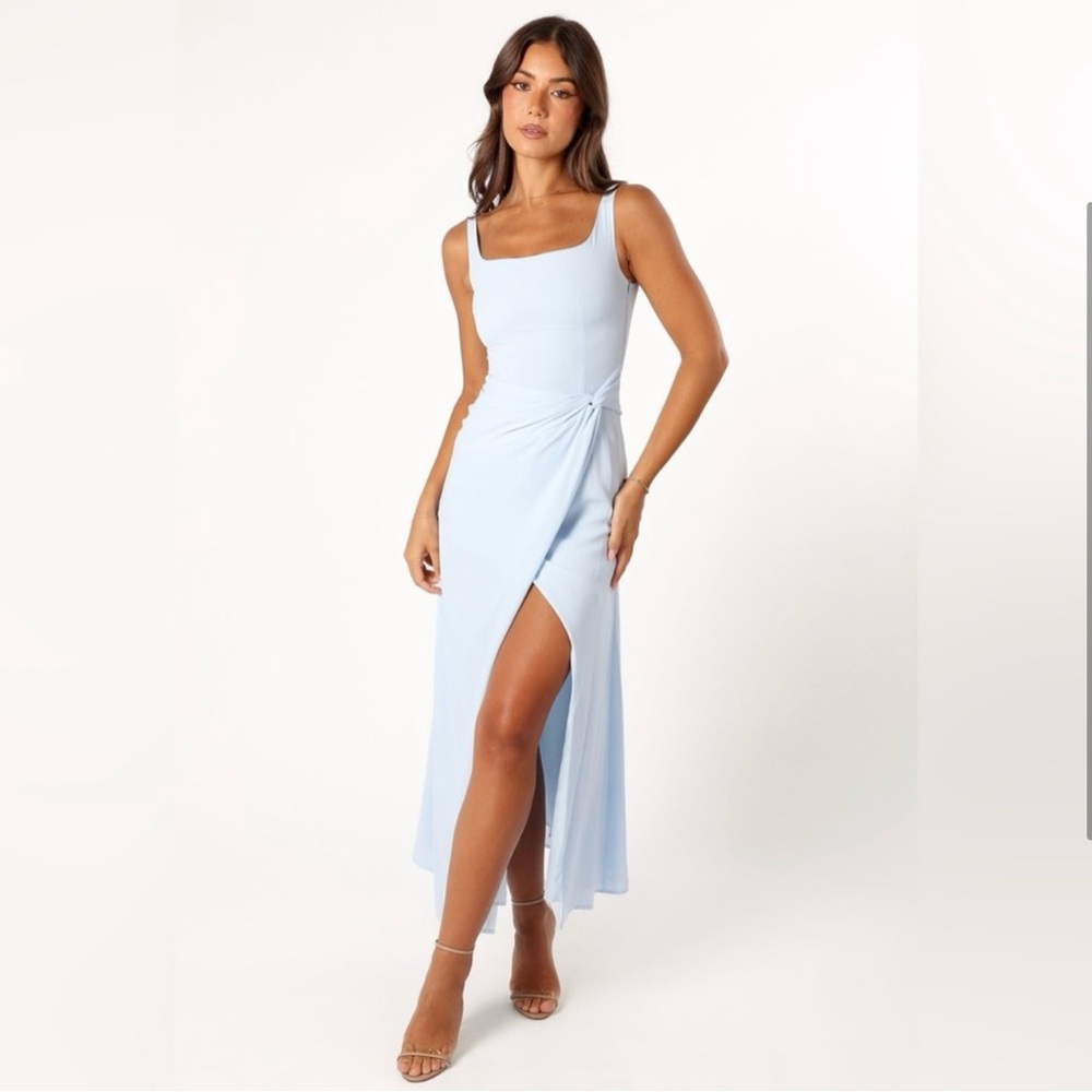Petal & Pup Nadea Faux Wrap Maxi Dress – Blue (Size M)